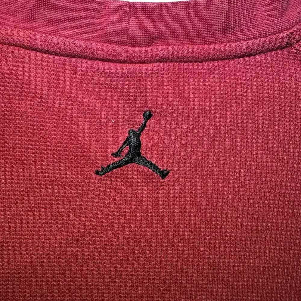 Jordan Thermal Shirt Mens Small Red Waffle Knit Jumpman Long Sleeve Athletic Gym